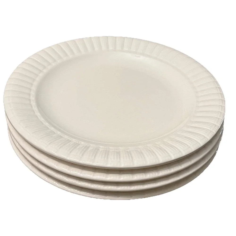 Pier 1 Lunca Blanca White Salad Plate Set of 4 Dishwasher Safe 8